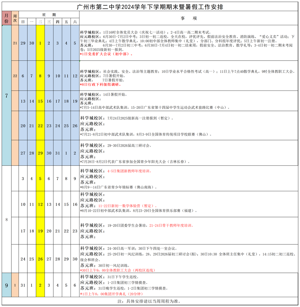 2024学年下学期期末暨暑假工作安排2025.7.4稿_汇总